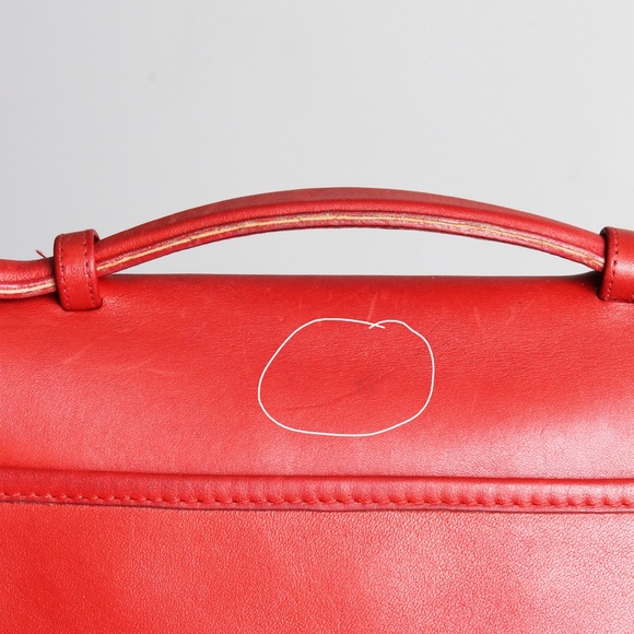 Vintage Coach Plaza Bag Large Red Leather Top Handle Crossbody #9865 1980s - Picture 16 of 17